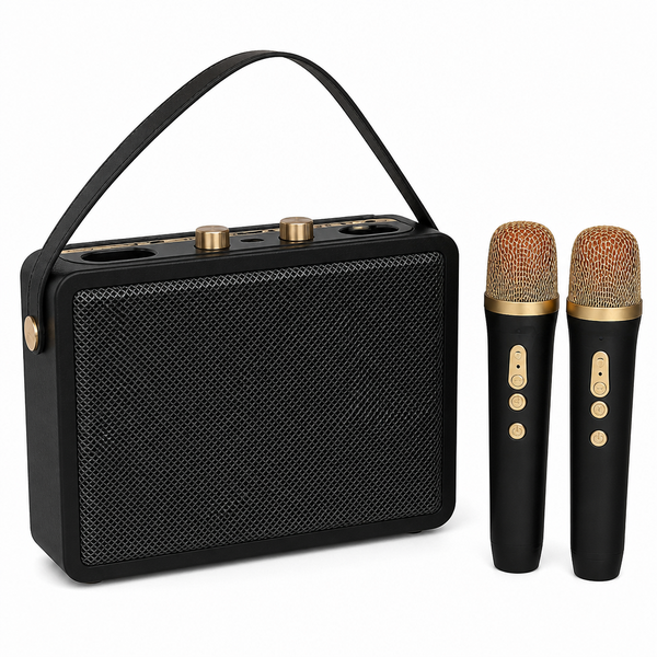 Wireless Karaoke Speaker Set 10 Hour Playtime 3 Mics Phone Holder