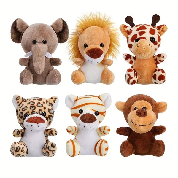 6-Pack Mini Plush Jungle Animals - Soft Stuffed Toys for Kids &amp; Gifts