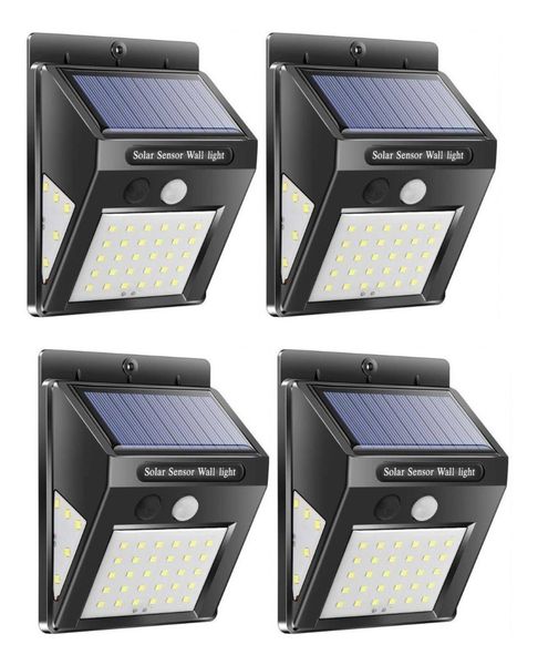 Solar Powered 40 LED Wall Light - 4 Pack