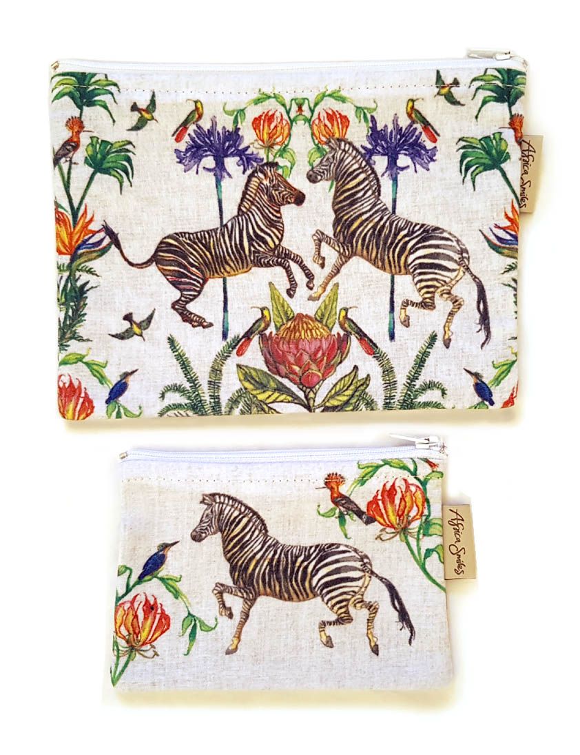 2Piece Vintage Zebra Handbag Organiser Fabric Money Pouch Set Shop