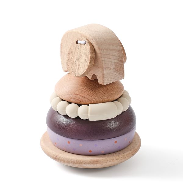 Baby Early Learning Educational Wooden Elephant Stacking Blocks