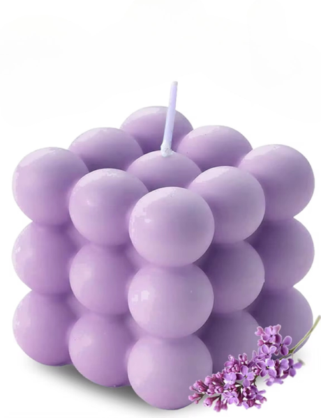 3D Cube Bubble Candles - 3Pack - Purple