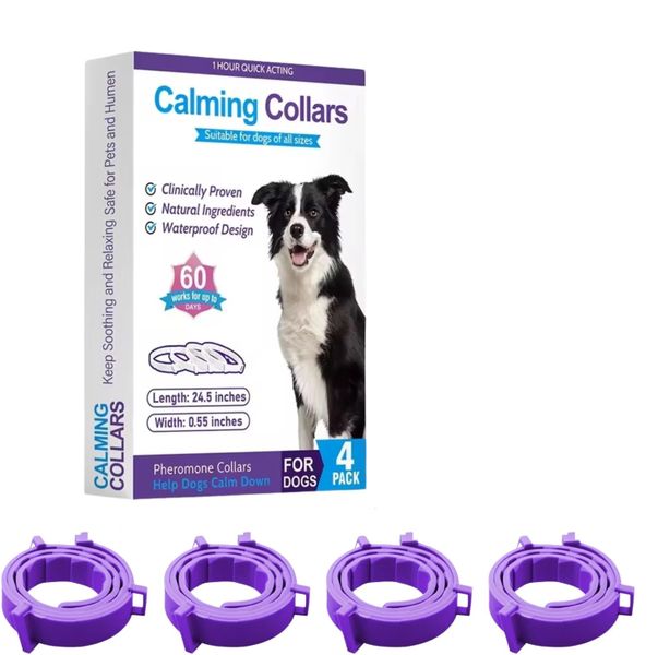 Dog Calming Collar (4-Pack) - 60 Days Anxiety Relief, Adjustable Fit