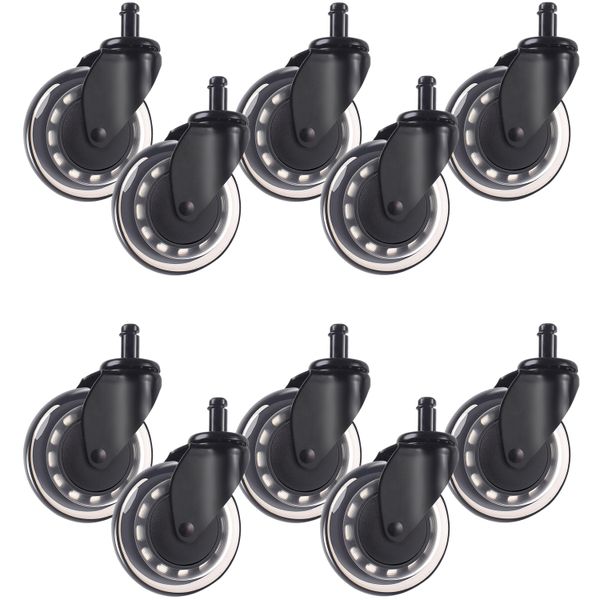 2 Sets - Office Chair Castor Wheels with Integrated Metal Bearing Cover