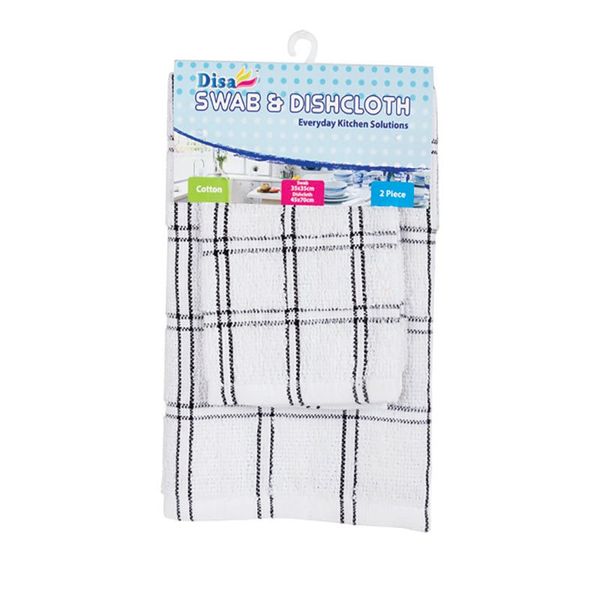 Bulk Pack x 3 Dish Cloth + Swab Set Cotton 2pcs Per Pack