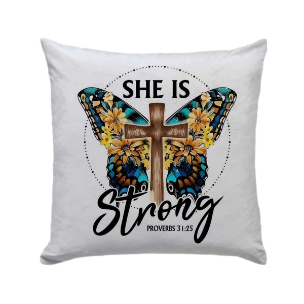 Proverbs 31:25 She Is Strong Pillow 30cm X 30cm