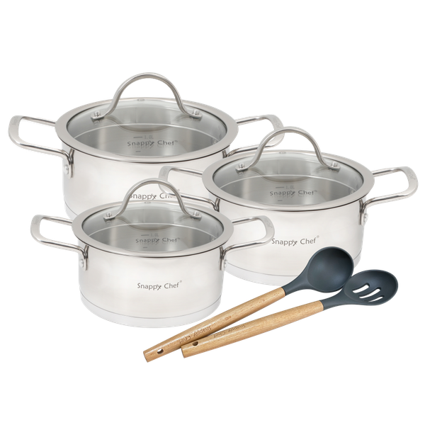 Snappy Chef 6pc Platinum Stainless Steel Cookware Set