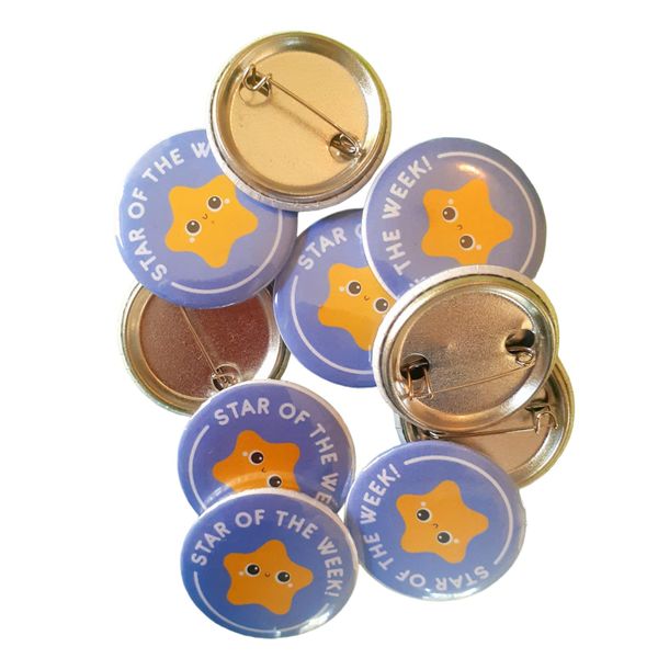 Star Of The Week Badge Pins 32mm 10 Piece