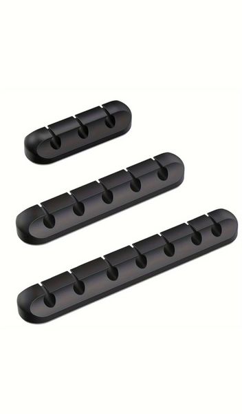 3 Pack Self-Adhesive Silicone Desktop Cable Organizer (7-5-3 Slot Design))