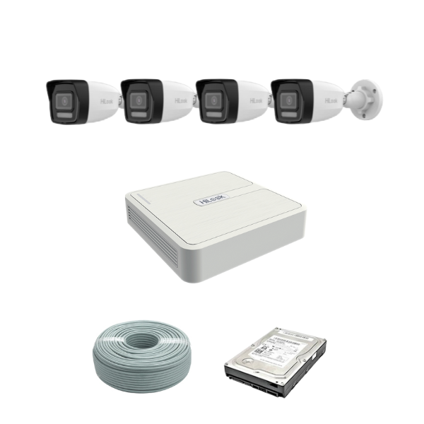 HiLook by Hikvision 8 Channel - 4 x 2MP IP Cameras AUDIO Kit - 30m IR