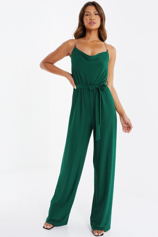 Quiz Ladies - Green Cowl Neck Palazzo Jumpsuit | Shop Today. Get it ...