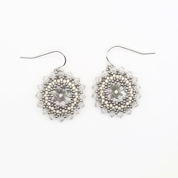 Bridal Earrings Swarovski Elements Silver Matt and Crystal