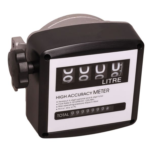 Flowbins Diesel Pump Flow Meter 4Digit Resettable and 8Digit Permanent Odometer 120lt/m