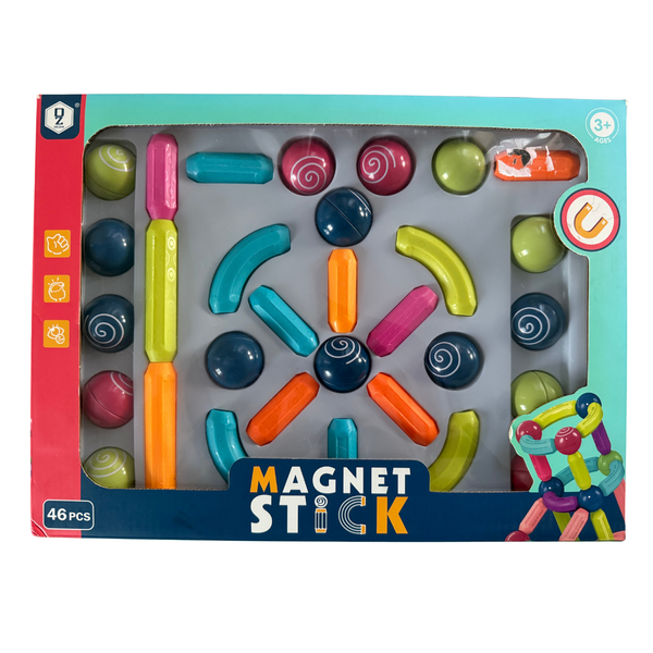 Magnetic Building Sticks and Balls Set - STEM Creative Toy for Kids - 46-Piece Set