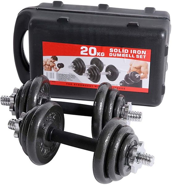 20kg Adjustable Cast Iron Dumbbell Weight Set With Handheld Case