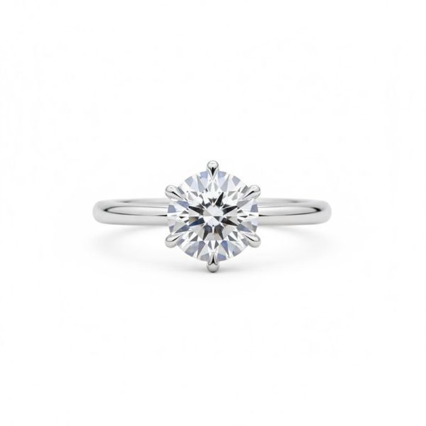 Omura 1ct Lab Grown Round Brilliant Cut Diamond Solitaire Ring -925 Silver