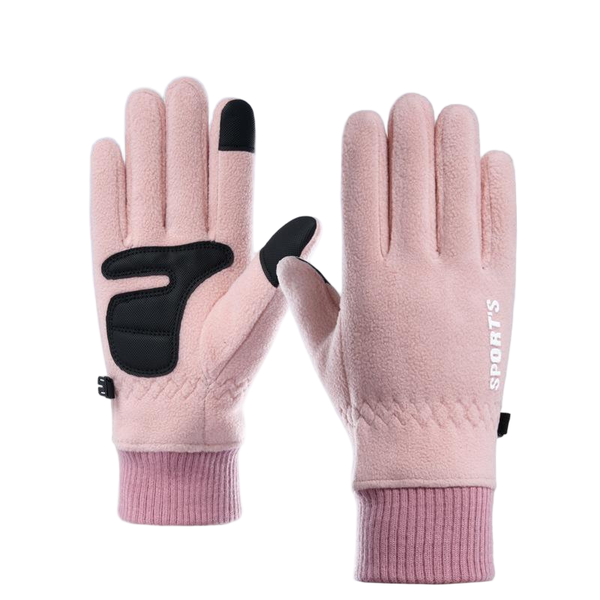 Touch Screen Simple Non-Slip Winter Gloves Outdoor Windproof Gloves - Pink