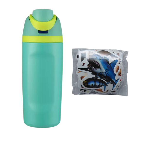 Insulated Kids School Water Bottle with 50 Italian Brainrot Meme Stickers