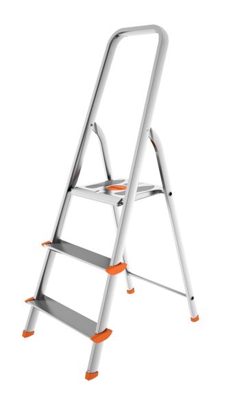 Colombo 61cm 3-Step Anti-Slippery Wide Platform Alumium Ladder - Aluminium