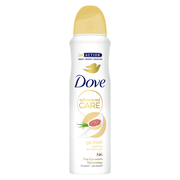 Dove Go Fresh Grapefruit and Lemongrass Antiperspirant Deodorant Body Spray 150ml