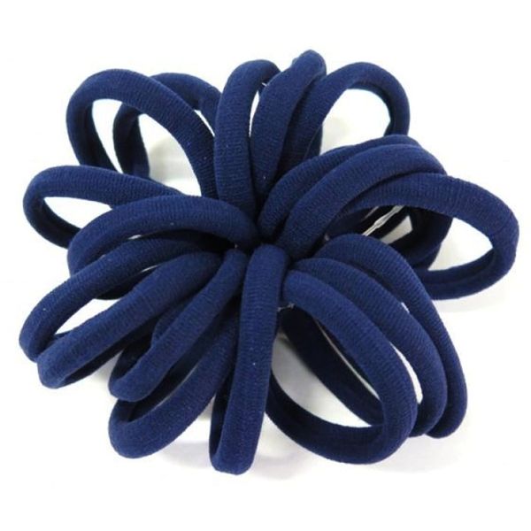 Navy Blue Soft Elastic Hair Bands - 36 Piece