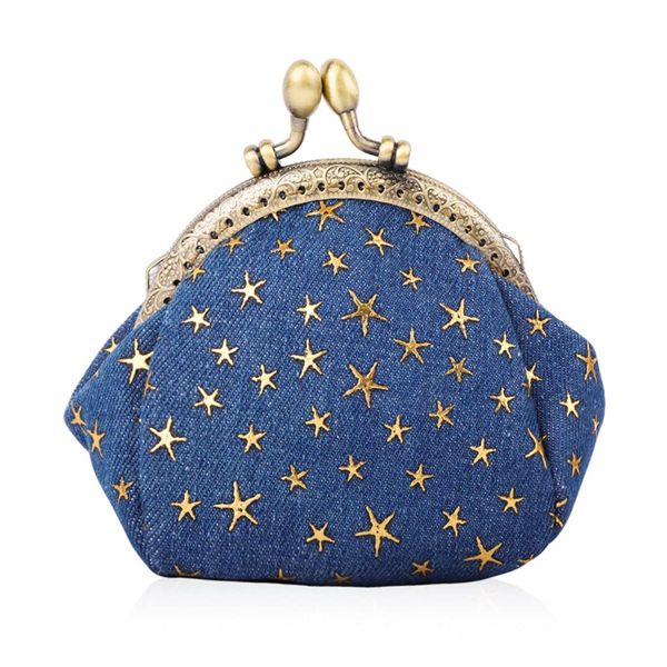 Star Design Kisslock Wallet, Five-Pointed Coin Purse for Women