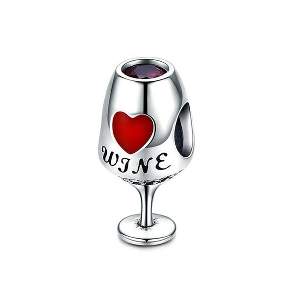 925 Sterling Silver Wine Bracelet Charm / Pendant