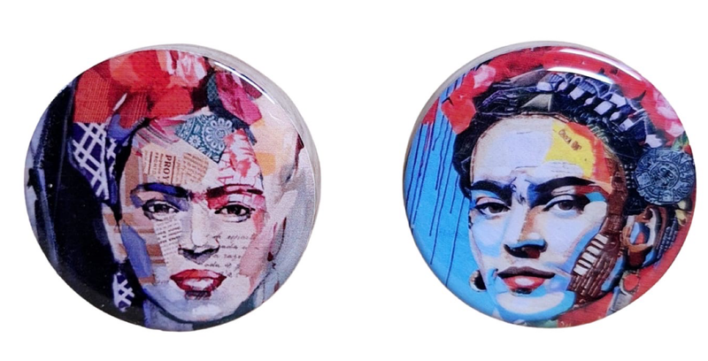 2 Doorknobs with Painted Frida Kahlo