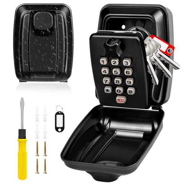 Wall Mounted 12 Digit Waterproof Mini Key Safe Large Capacity Resettable