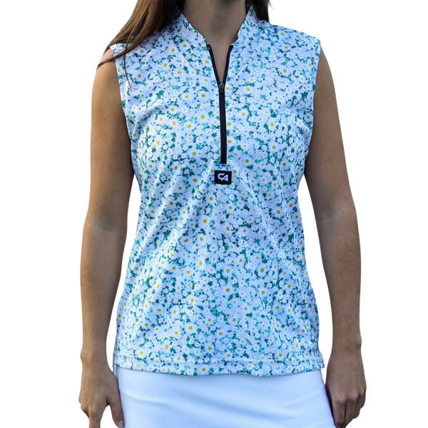 CA Ladies Sleeveless Zipper Padel Shirt - Daily Greens