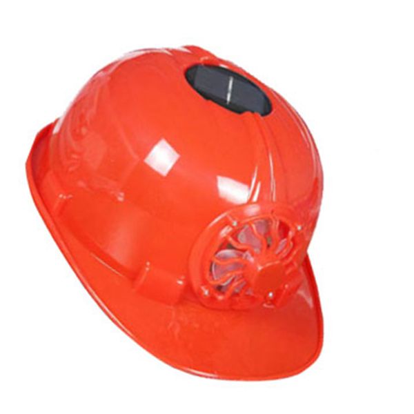 Solar Fan Safety Helmet for Construction Cooling Sun Shading Breathable Red