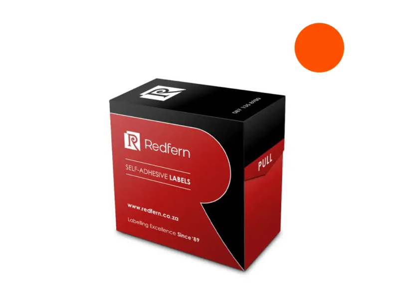 Redfern - Self Adhesive Labels Round 10mm Roll of 700 - Orange x 2