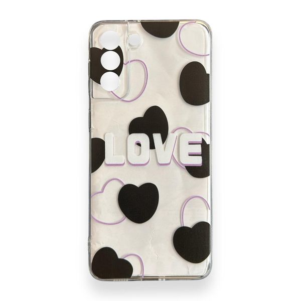 AMA Love &amp; Hearts Pattern Clear Silicone Case For Samsung S21 Ultra