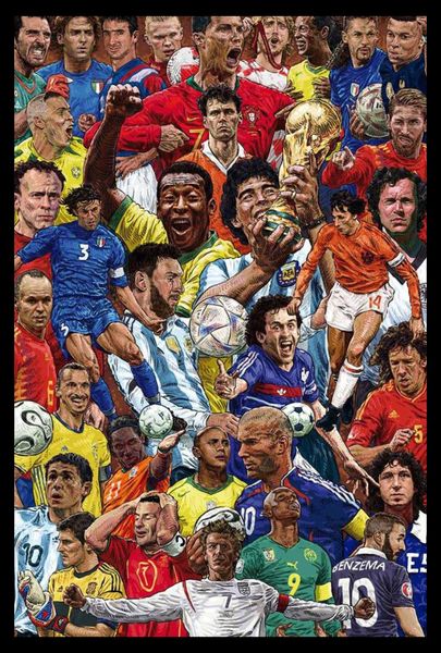 Legendary Footballers Poster with Black Frame