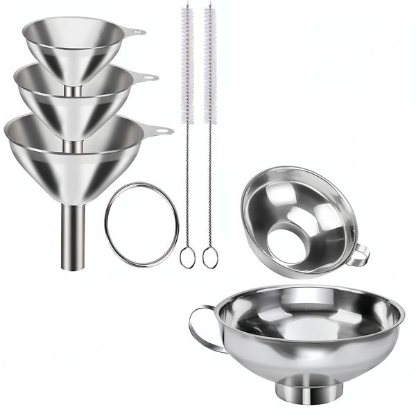 Stainless Steel Funnels Wide Mouth Jar Funnel 3 in 1 Metal Small Funnels