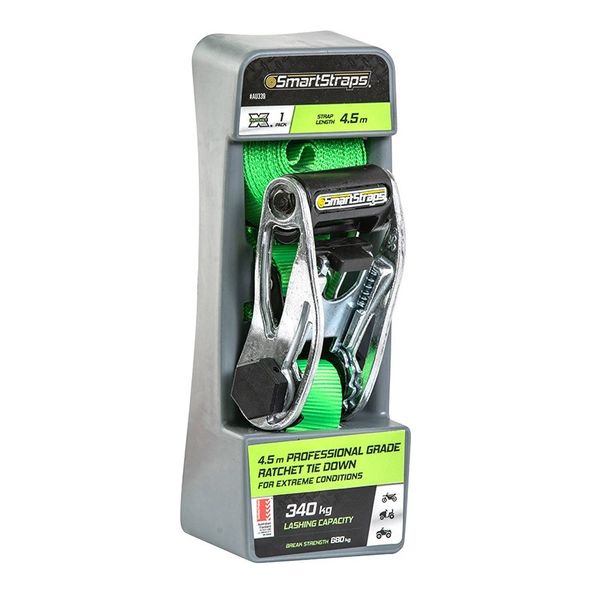 SmartStraps - 4.5m RatchetX Pad Tie Downs - Green - 1 Pack