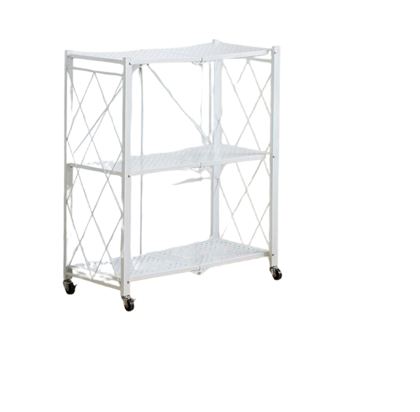 Ten-tech Metal 3 Tier Foldable Storage Shelve Home Storage Rack With Wheels