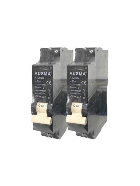 2 x Ausma Mini Rail Circuit Breakers - 1P 50A