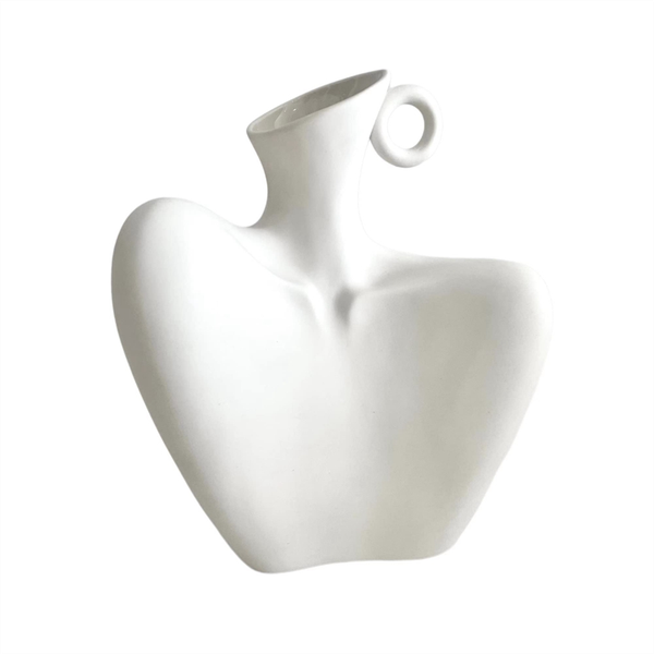 Minimalist Small Ceramic Flower Vase White Body Statue For Home Decor