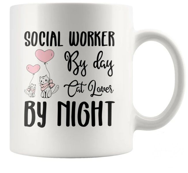 Social Worker Cat Lover Birthday Christmas Colleague Coffee Mug