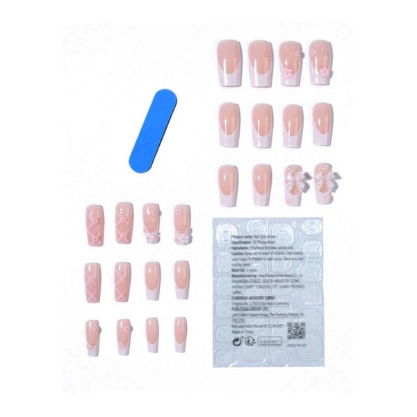 24 Pieces Shaped Long 3D Decor Nails