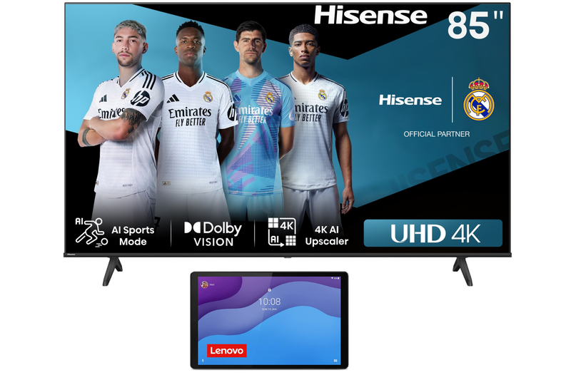 Hisense 85" A6N 4K UHD Smart TV + Lenovo Tab M10 HD 10.1" LTE Tablet