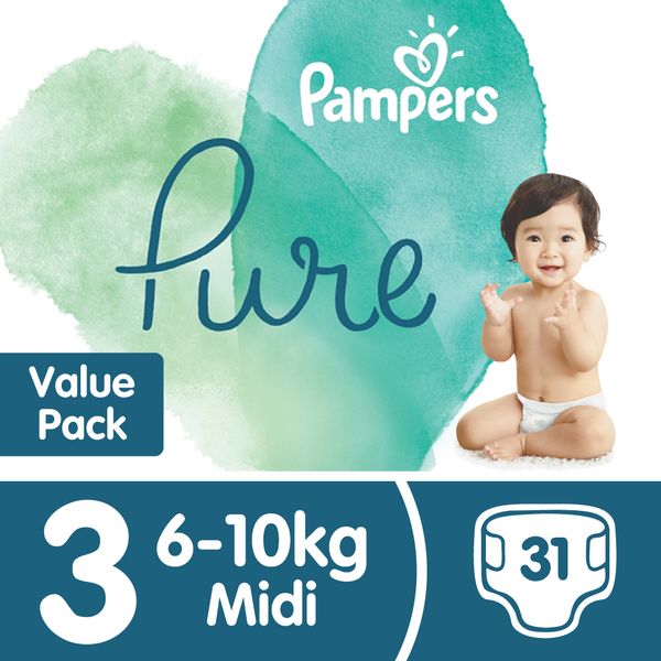 Pampers Pure Protection - Size 3 Value Pack - 31 Nappies