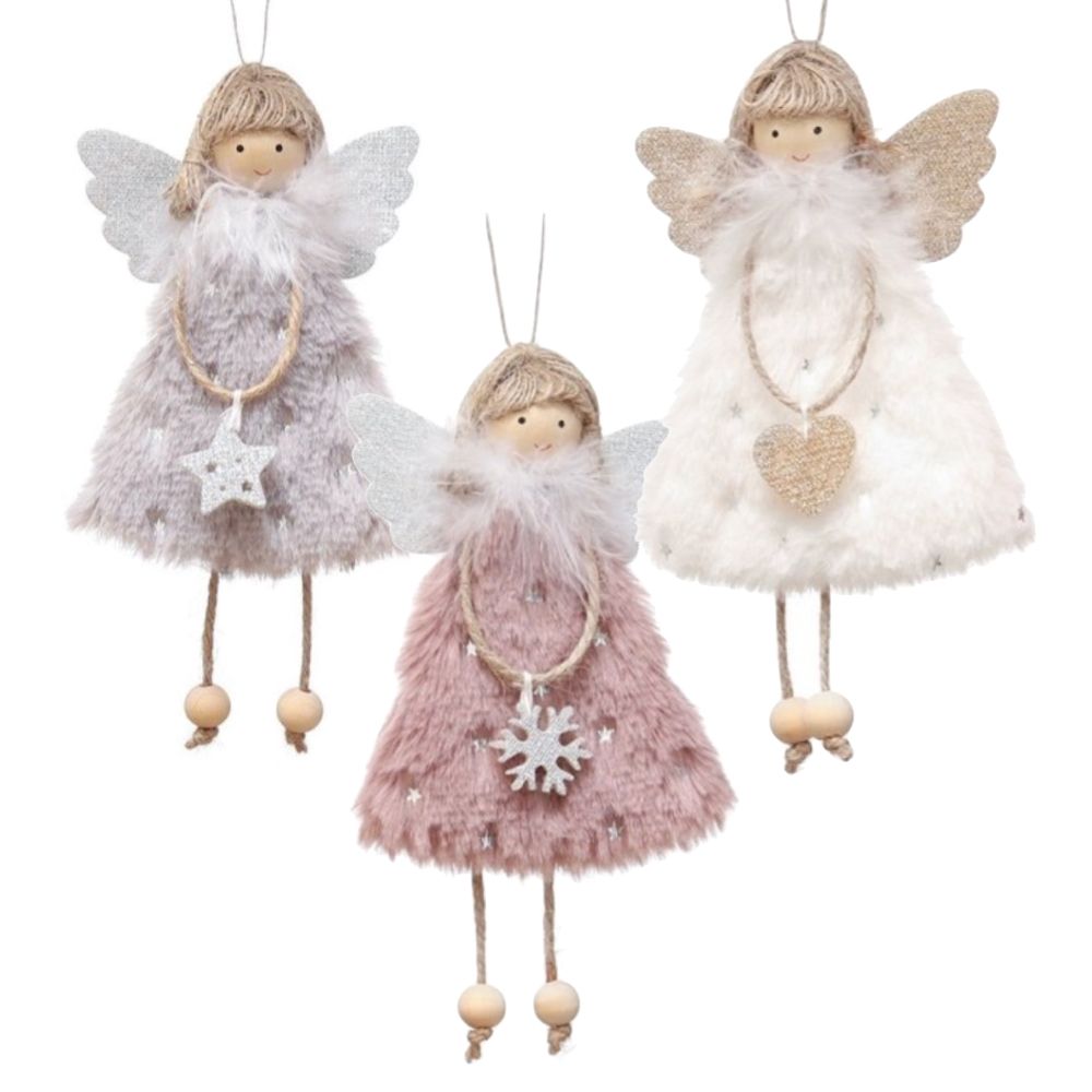 Home Christmas Decor Angel Doll Christmas Tree Hanging Ornaments Set Of 3