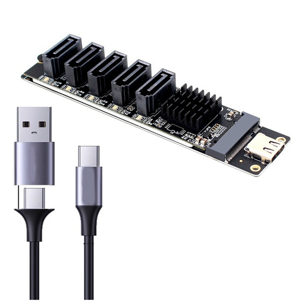 TYPE-C to 5Port SATA3.0 Adapter Card Riser card PC Computer Expansion