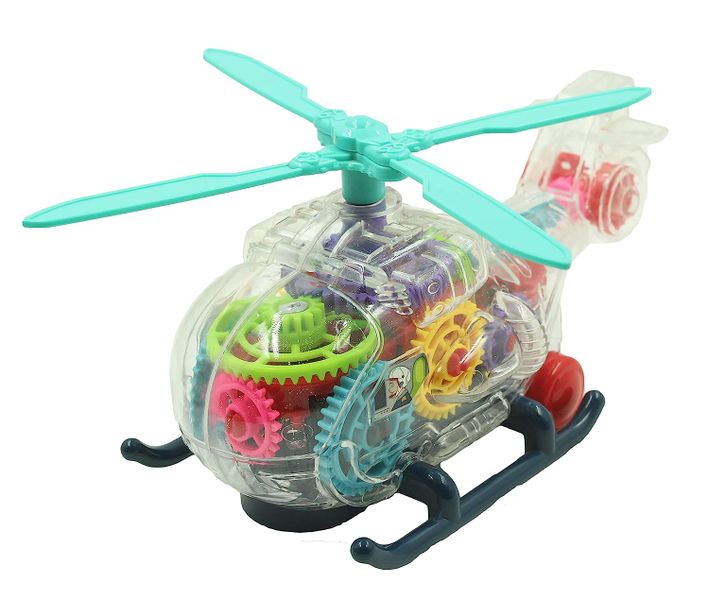 Battery Operated Transparent Helicopter with Lights and Music Toys for Kids