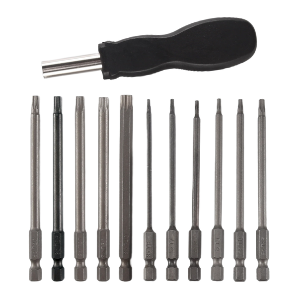 11 Pack 75mm Torx Head Bit Set Hex Shank T6-T40 Star with 1 Handle