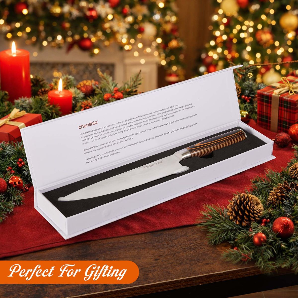 Chenshia 33cm VG10 Damascus Steel Chef Knife Gift Box Long-Lasting