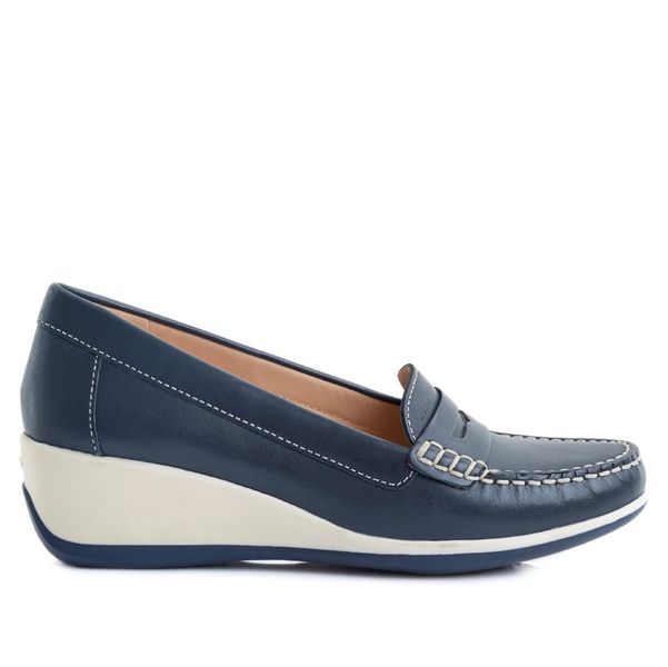 Green Cross Geox Wedge Moccasin 52166 Navy