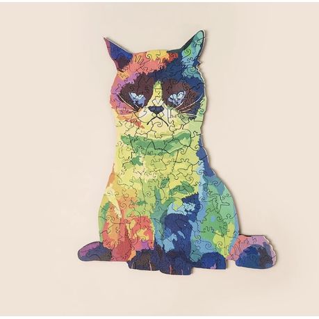 Rainbow unhappy buying cat wooden puzzle